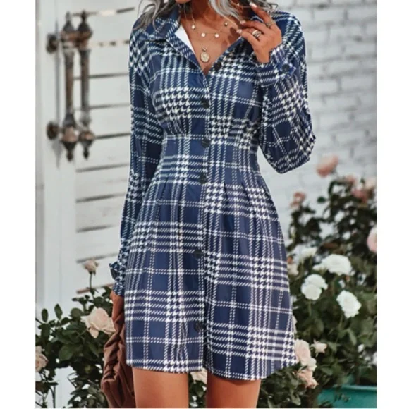 Plaid Button-Up Mini Dress - Picture 13 of 16